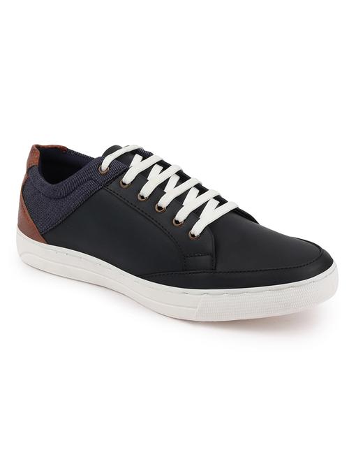 navy pu lace up sneakers - 18010371 - Very Small Image - 1