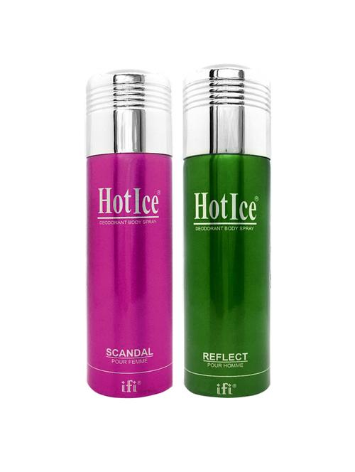 hot ice scandal pour femme & reflect pour homme deodorant perfume, 200ml pack of 2 - 18010471 - Very Small Image - 1