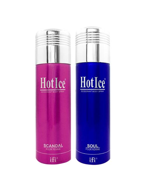hot ice scandal pour femme & soul pour homme deodorant perfume, 200ml pack of 2 - 18010473 - Very Small Image - 1