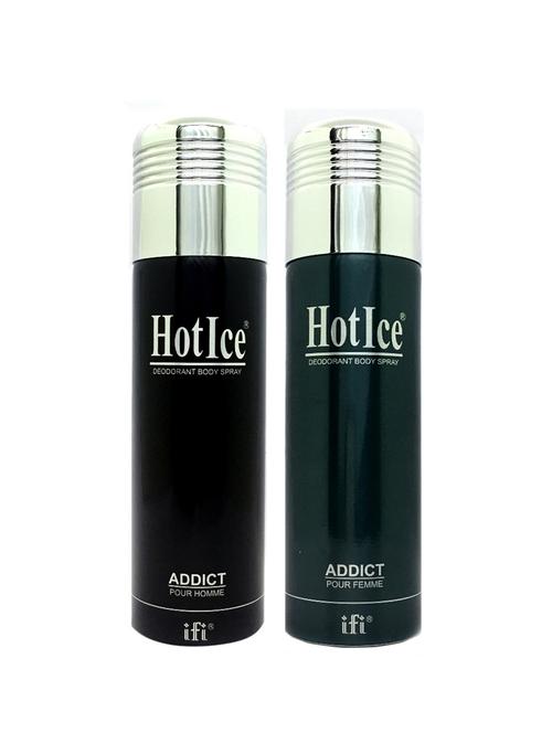 hot ice addict pour femme & addict pour homme deodorant perfume, 200ml pack of 2 - 18010484 - Very Small Image - 1