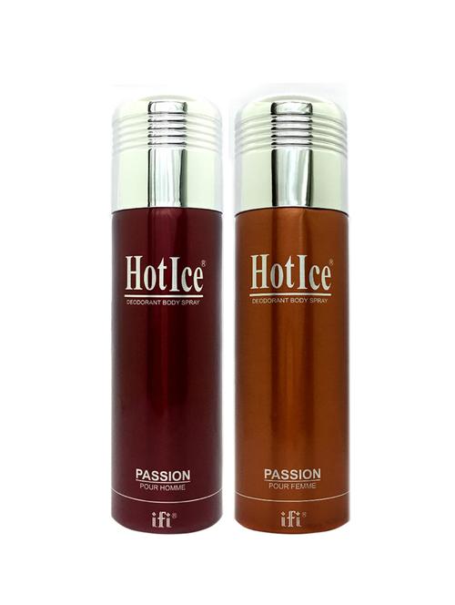 hot ice passion pour femme & passion pour homme deodorant perfume, 200ml pack of 2 - 18010488 - Very Small Image - 1