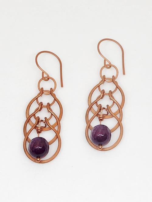 purple metal drop earring - 18010978 - Very Small Image - 1