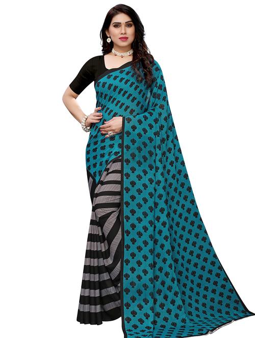 printed half and half saree with blouse - 18011178 - Very Small Image - 1