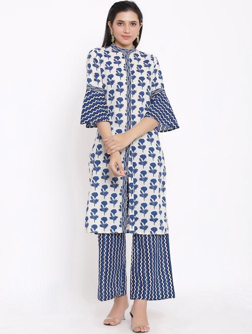 printed kurta palazzo set - 18011486 - Very Small Image - 1