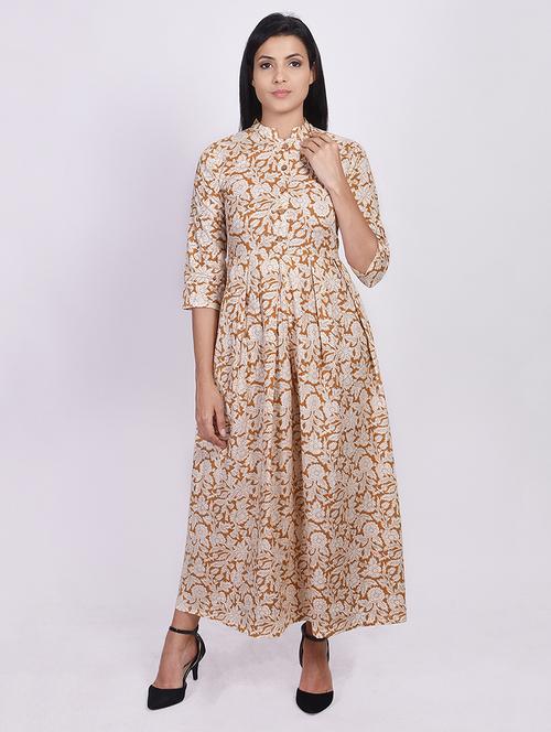 brown cotton anarkali ethnic dress - 18011738 - Very Small Image - 1