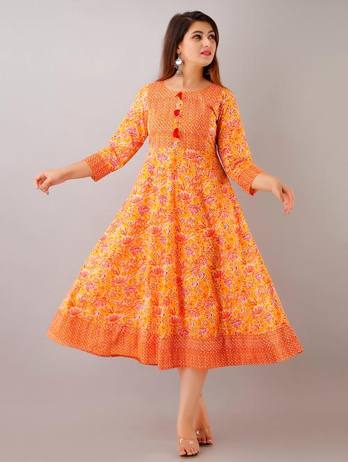 floral print anarkali ethnic dress - 18011741 - Very Small Image - 1