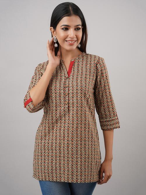 mandarin neck printed  tunic - 18011779 - Very Small Image - 1