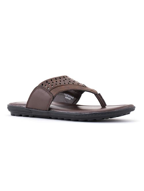 brown synthetic & mesh slip on slippers - 18011871 - Very Small Image - 1