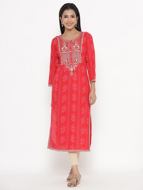 women's straight kurta - 18012126 - Very Small Image - 1