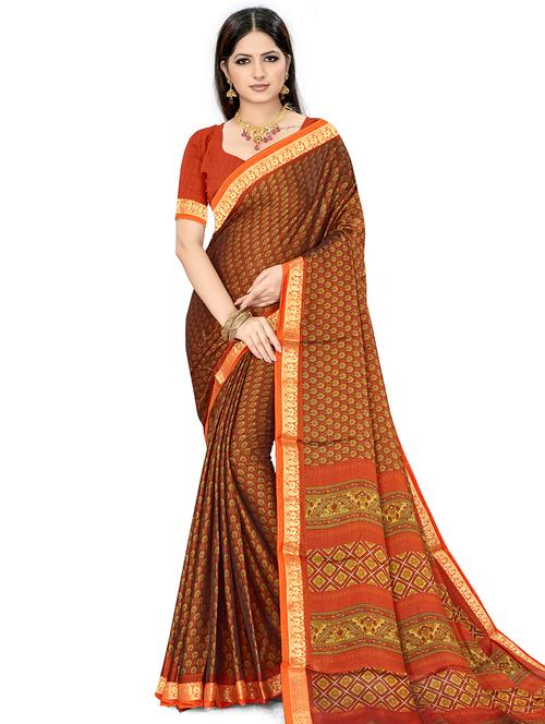 paisley printed saree  with blouse - 18012198 - Very Small Image - 1