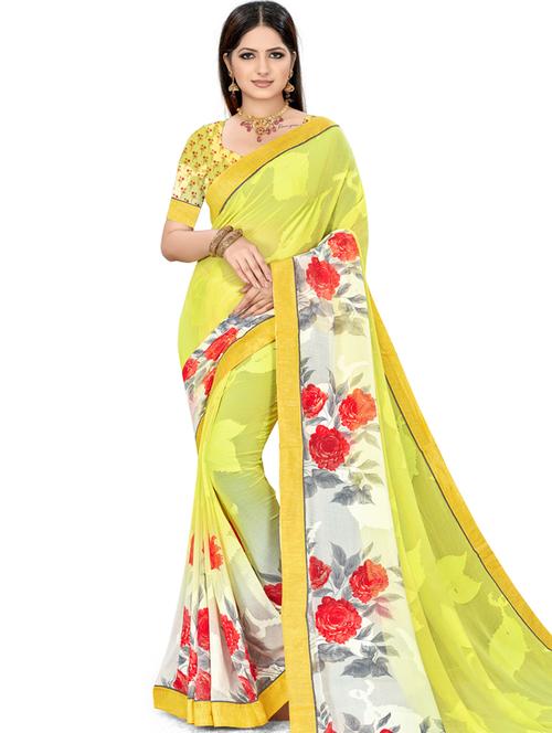 floral printed saree  with blouse - 18012216 - Very Small Image - 1