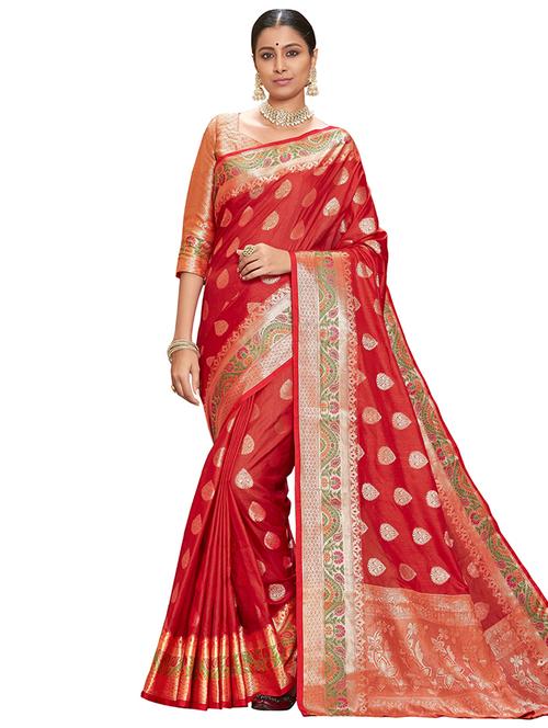 women's banarasi saree with blouse - 18012355 - Very Small Image - 1