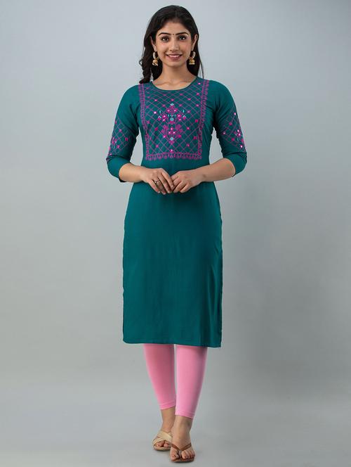 embroidered straight kurta - 18012485 - Very Small Image - 1