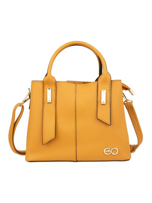 yellow leatherette (pu) fashion satchel - 18012626 - Very Small Image - 1