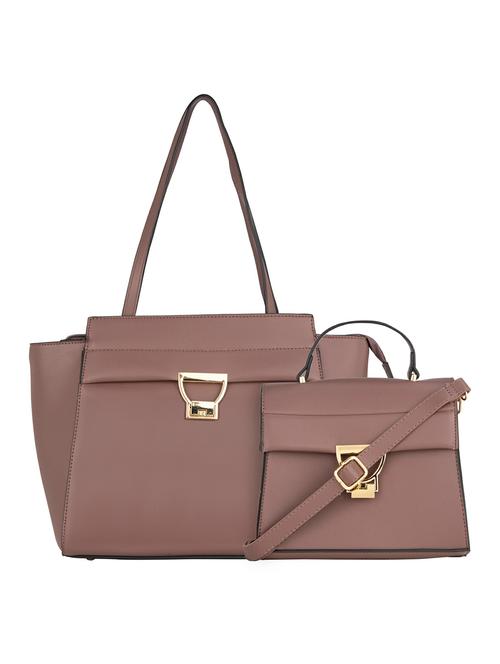 pink leatherette (pu) fashion satchel - 18012631 - Very Small Image - 1