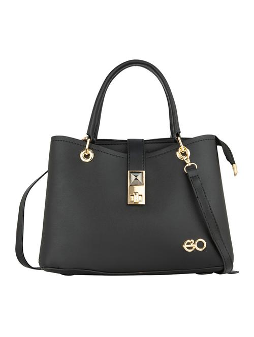 black leatherette (pu) fashion satchel - 18012639 - Very Small Image - 1