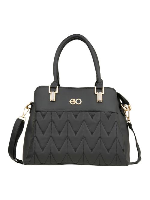 black leatherette (pu) fashion satchel - 18012647 - Very Small Image - 1