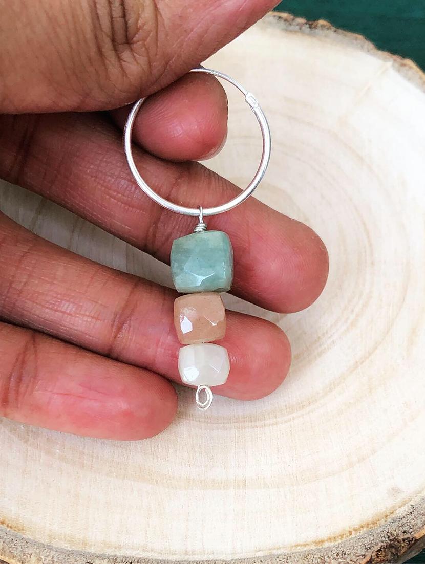 silver earrings with semi precious stones - 18013785 - Zoom Image - 2
