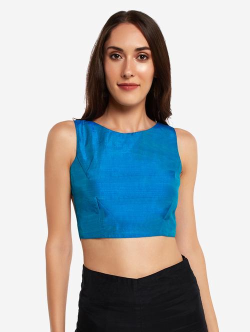 blue zari striped blouse - 18013837 - Very Small Image - 1