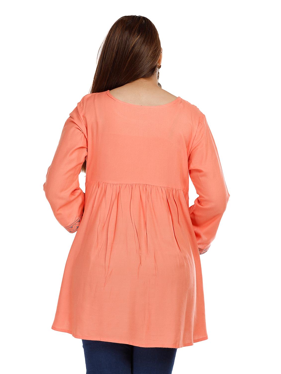 orange rayon regular tunic - 18013983 - Zoom Image - 3