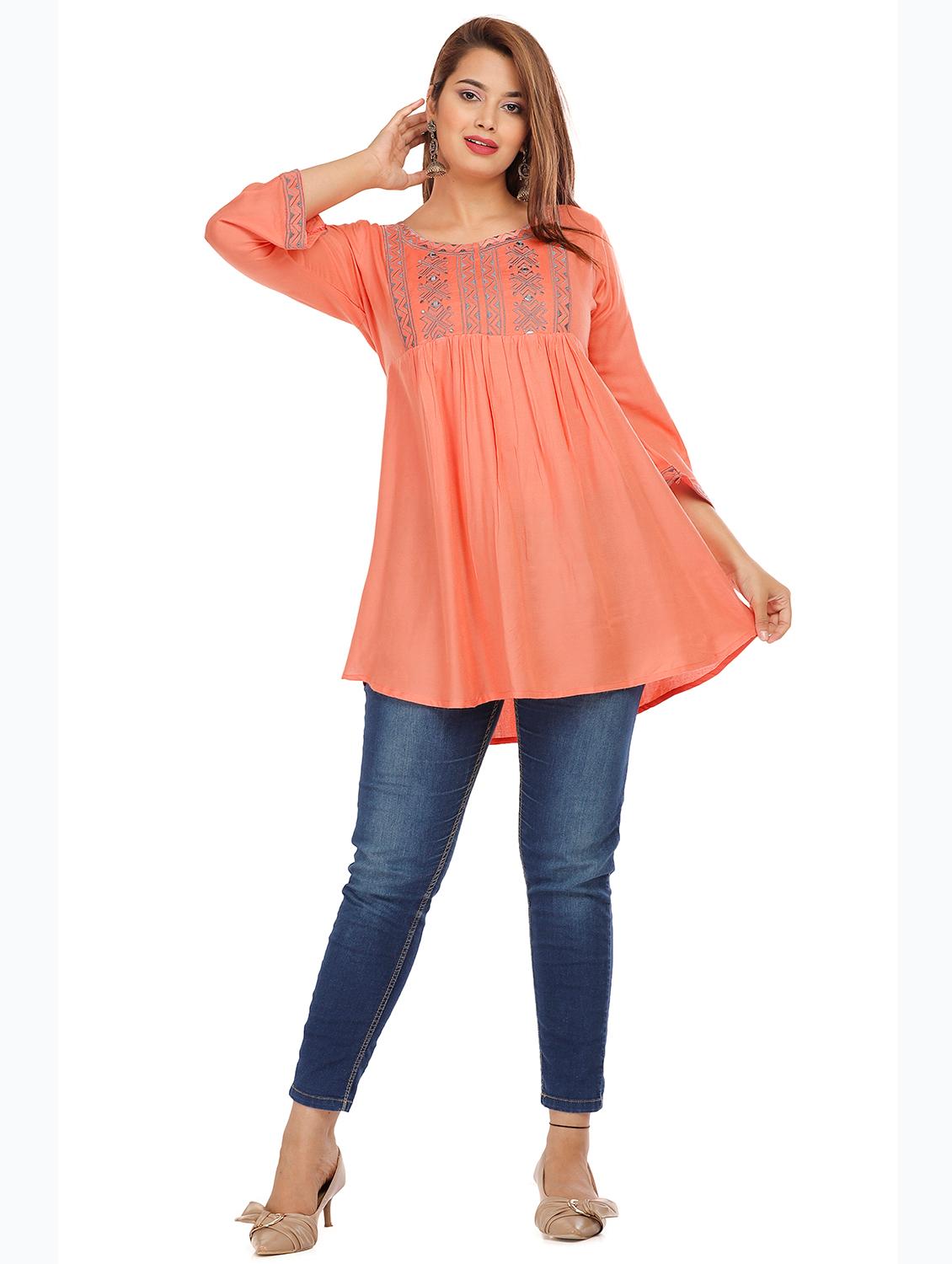 orange rayon regular tunic - 18013983 - Zoom Image - 4