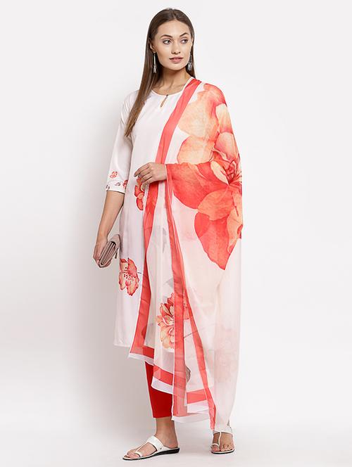 white cotton kurta pant  set - 18015095 - Very Small Image - 1