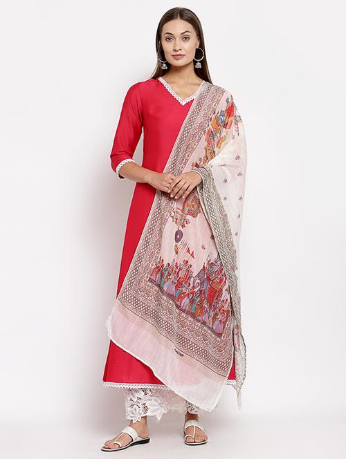 solid kurta dupatta set - 18015309 - Very Small Image - 1