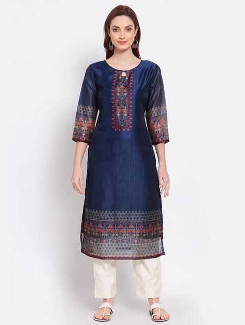 printed straight kurta - 18015591 - Very Small Image - 1