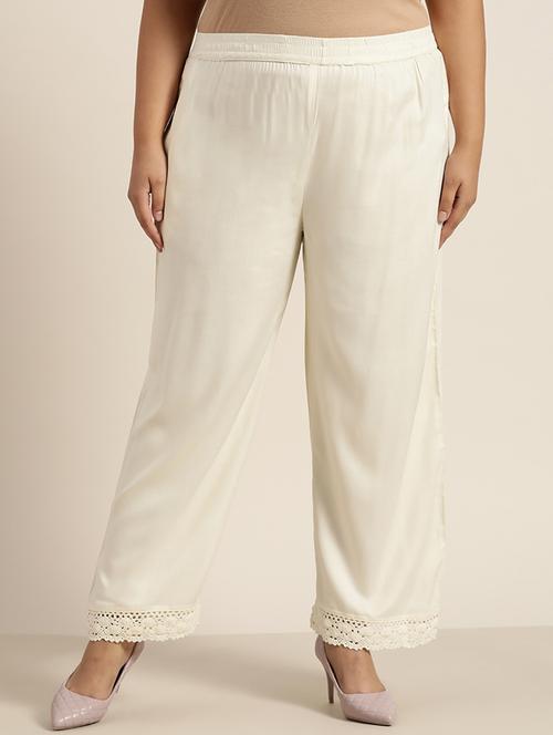 white rayon palazzos - 18016063 - Very Small Image - 1