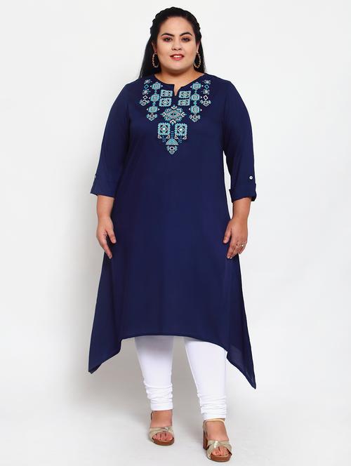 embroidered high low kurta - 18016131 - Very Small Image - 1