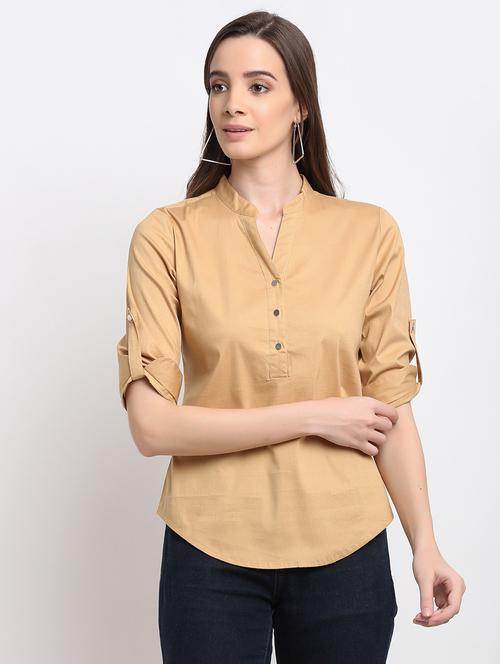 mandarin neck solid top  - 18016179 - Very Small Image - 1