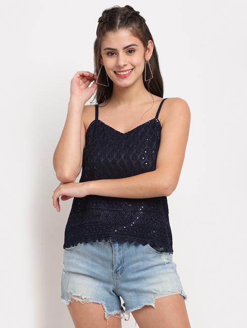 cami neck embellished top - 18016782 - Very Small Image - 1