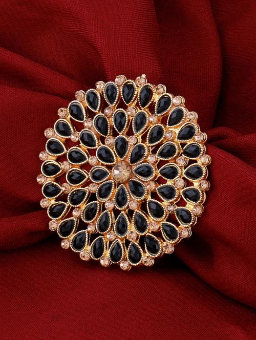 round gold tone adjustable designer finger ring - 18017487 - Very Small Image - 1