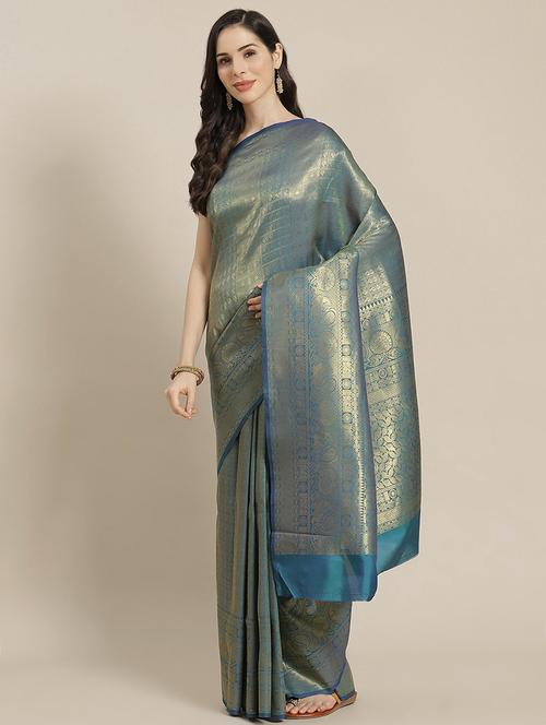 Zari Work Kanjivaram Saree With Blouse - 18017523 - Very Small Image - 1