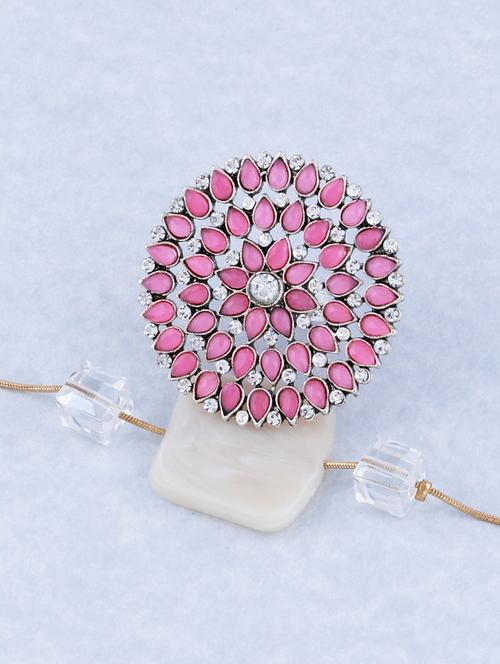 silver tone adjustable designed finger ring - 18017639 - Very Small Image - 1