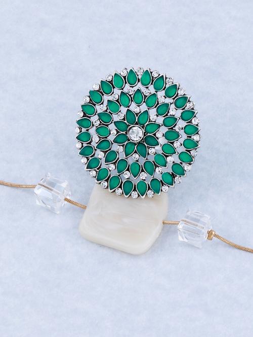 silver tone adjustable designed finger ring - 18017640 - Very Small Image - 1