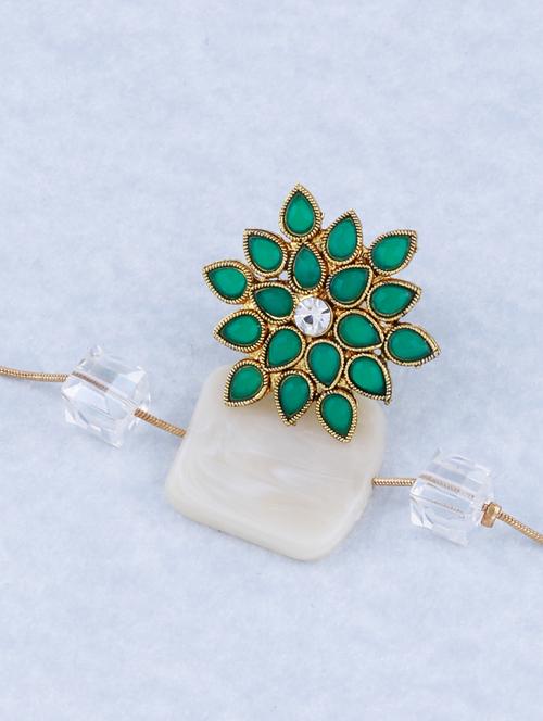 stylish adjustable floral designed finger ring - 18017644 - Very Small Image - 1