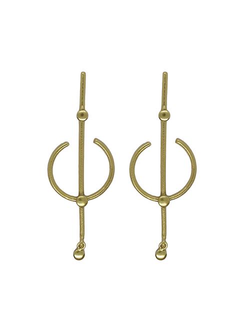 gold lock & key shaped drop earring - 18019437 - Very Small Image - 1