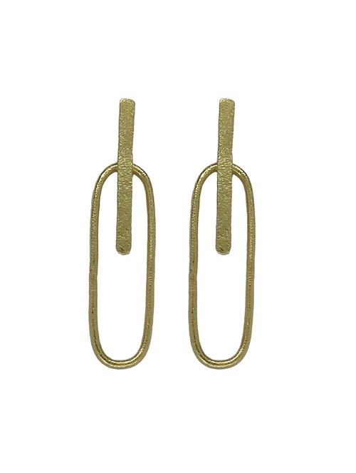 gold brass drop earring - 18019439 - Very Small Image - 1