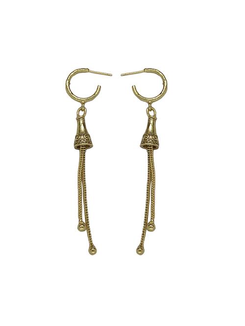 gold bell-curve shaped drop earring - 18019459 - Very Small Image - 1