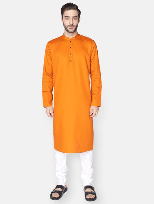 orange solid long kurta - 18019559 - Very Small Image - 1