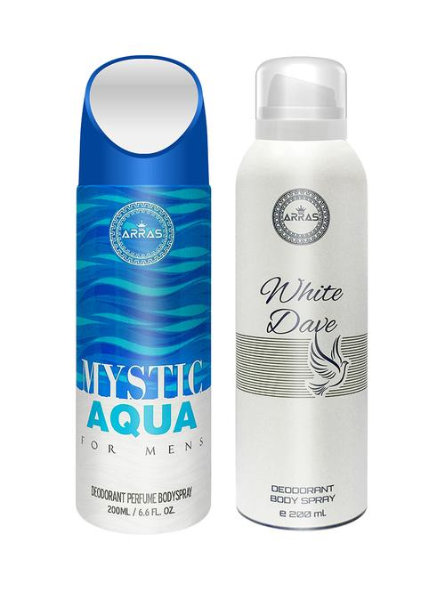arras mystic aqua & white dave deodorant body spray, 200ml pack of 2 - 18020011 - Very Small Image - 1