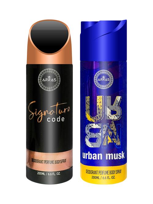 arras signature code & urban musk deodorant body spray, 200ml pack of 2 - 18020020 - Very Small Image - 1