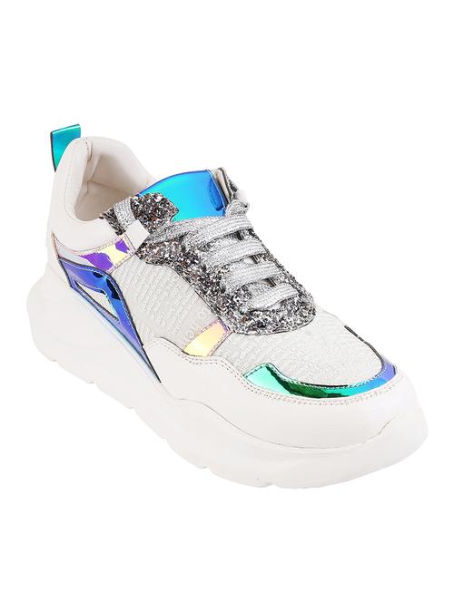 white synthetic laceup casual shoes - 18020105 - Very Small Image - 1