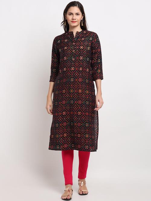black chanderi straight kurta - 18020114 - Very Small Image - 1