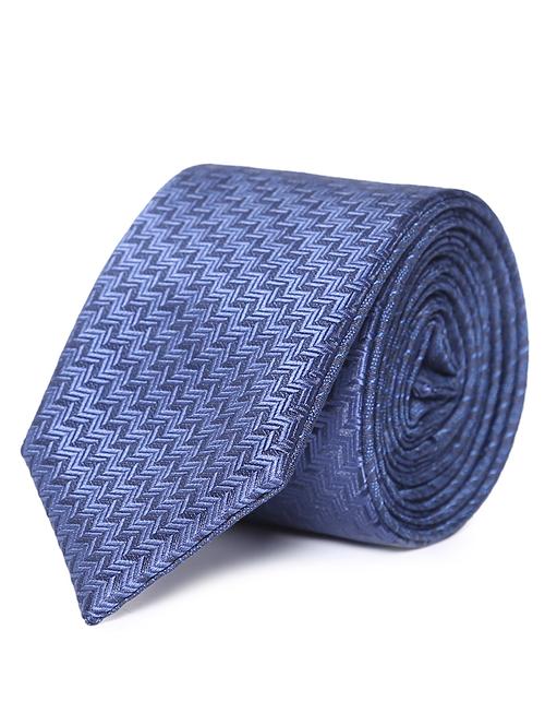 blue self textured tie  - 18020617 - Very Small Image - 1