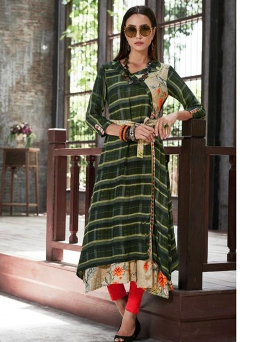 multi color rayon fabric fancy kurti  - 18020757 - Very Small Image - 1