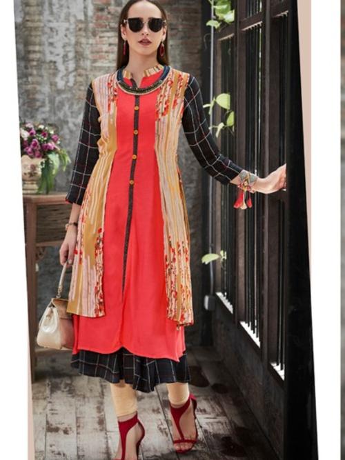 multi color rayon fabric fancy kurti  - 18020760 - Very Small Image - 1