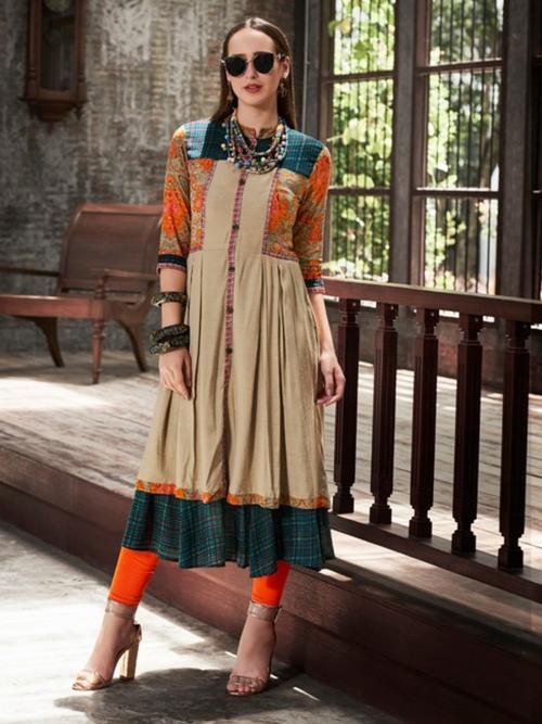 multi color rayon fabric fancy kurti  - 18020762 - Very Small Image - 1