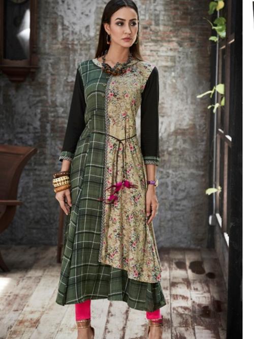 multi color rayon fabric fancy kurti  - 18020763 - Very Small Image - 1